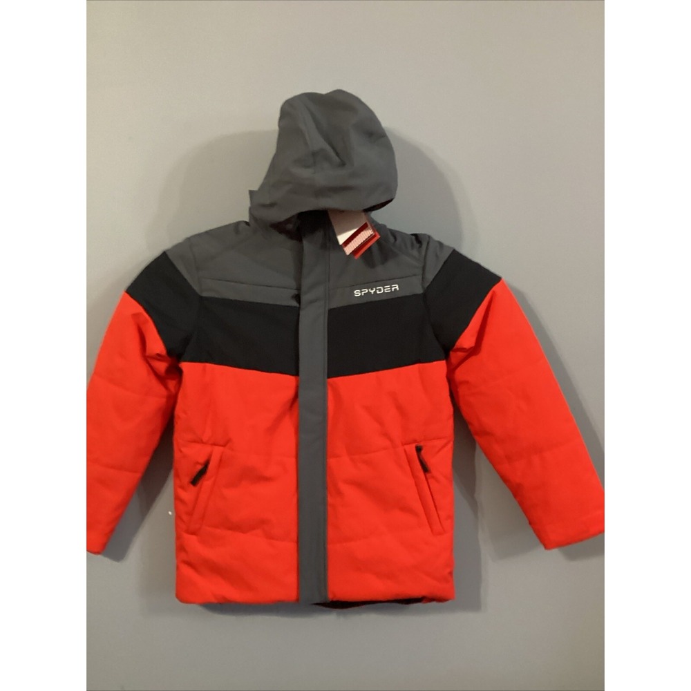 Spyder Boys Youth Ward Jacket Volcano Red Black Grey XL NWT 225009 Winter Coat - Picture 5 of 9